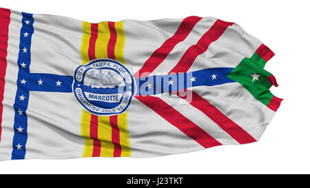 Isolated Tampa City Flag, City of Florida State, Waving on White Background, High Resolution Stock Photo