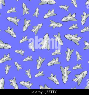 Seamless Aircraft Blue Background Stock Vector