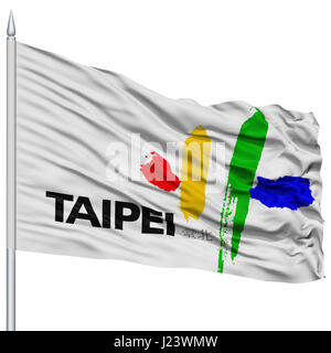 Taipei City Flag on Flagpole Stock Photo