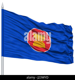 ASEAN Flag on Flagpole Stock Photo