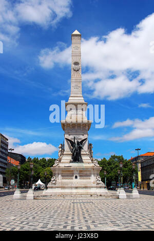 Monument to the Restorers on Restauradores Square (Praca dos Restauradores), Lisbon, Portugal Stock Photo