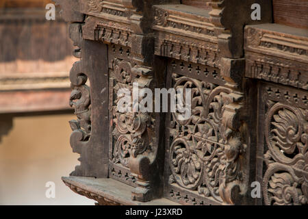 India, Kanyakumari District, State of Tamil Nadu. Padmanabhapuram Palace, circa 1601 AD, the largest wooden palace in India, Keralan architecture. Stock Photo