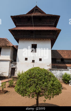 India, Kanyakumari District, State of Tamil Nadu. Padmanabhapuram Palace, c. 1601 AD, the largest wooden palace in India, Keralan architecture. Stock Photo