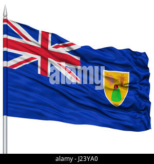 Turks and Caicos Islands Flag on Flagpole Stock Photo