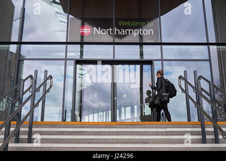 Entrance to railway station in Northampton, England United Kingdom UK Stock Photo