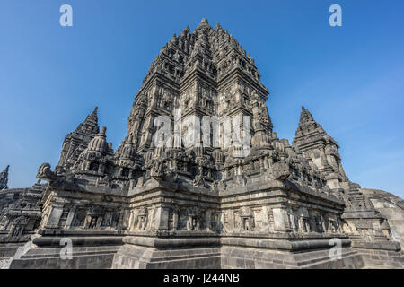 Side view of Candi Siwa (Shiva Temple) in Prambanan complex. 9th century Hindu temple compound located near Yogyakarta on Central Java, Indonesia Stock Photo