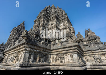 Side view of Candi Siwa (Shiva Temple) in Prambanan complex. 9th century Hindu temple compound located near Yogyakarta on Central Java, Indonesia Stock Photo