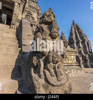 Detail of Makara of Candi Siwa (Shiva Temple) in Prambanan temple complex. 9th century Hindu temple compound located on Central Java Indonesia Stock Photo