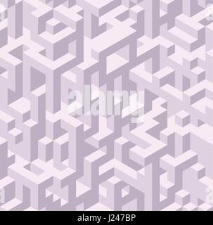 Vector seamless isometric pattern, 3d cubes abstract background, fantastic city geometry Stock Vector