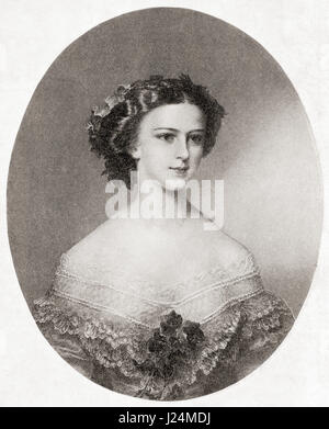Duchess Elisabeth in Bavaria, 1837 – 1898.  Empress of Austria and Queen of Hungary as the wife of Emperor Franz Joseph I.  From Hutchinson's History of the Nations, published 1915. Stock Photo