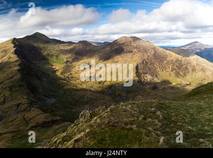 Snowdon and Y Lliwedd from Yr Aran, Snowdonia National Park, Wales Stock Photo