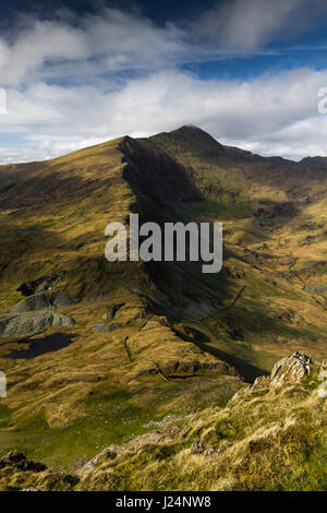 Snowdon and Y Lliwedd from Yr Aran, Snowdonia National Park, Wales Stock Photo