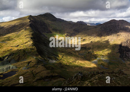 Snowdon and Y Lliwedd from Yr Aran, Snowdonia National Park, Wales Stock Photo