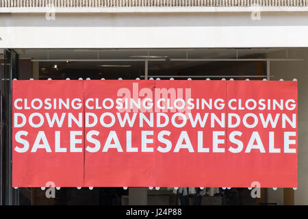 shop window sign closing down sale Stock Photo