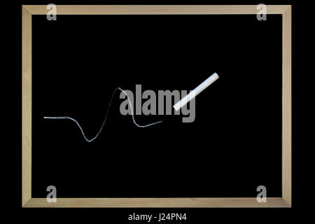 White wavey line drawn on blackboard with chalk Stock Photo