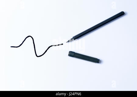Hand drawn black line and pen isolated on a white background Stock Photo