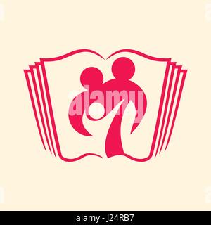 Christian print. Bible symbols. Christian family in the background of the Bible Stock Vector