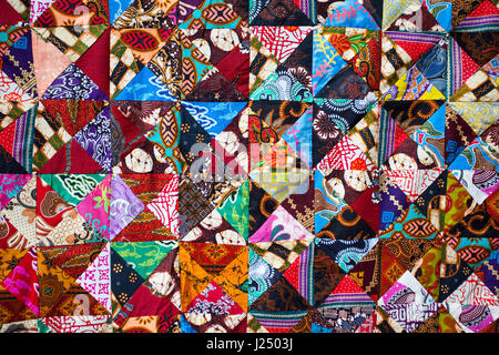 Quilt with distinct color abstract patterns, handmade domestic production, Bali Indonesia Stock Photo
