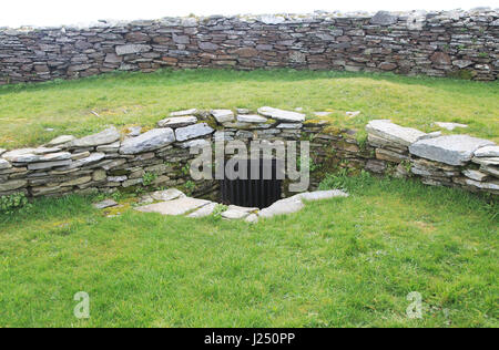 Knockdrum Iron Age stone fort, souterrain entrance, near Castletownshend, County Cork, Ireland, Irish Republic Stock Photo