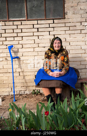 Old woman from Moravian district of Czech Republic Stock Photo