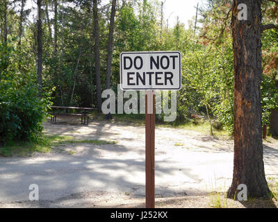 Do Not Enter Sign at a Campground. Stock Photo