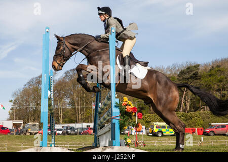 BURNHAM MARKET, NORFOLK/ENGLAND - APRIL 13th 2017: Burnham Market International Horse Trials 2017 show jumping Stock Photo