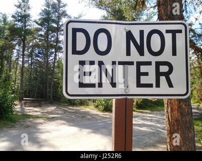 Do Not Enter Sign at a Campground. Stock Photo