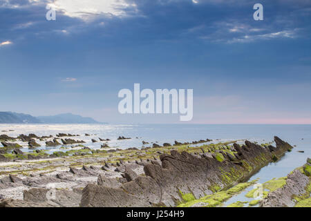 Flysch in Sakoneta beach,  Basque Country Stock Photo