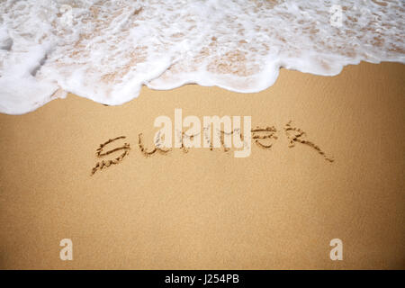 word summer written in sand Stock Photo