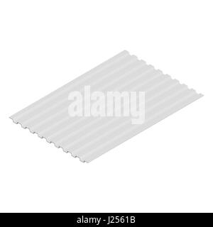 Sheet steel profile, isolated on white background, horizontal arrangement. Element of the design of building materials. 3D isometric style, vector ill Stock Vector