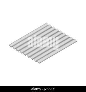 Wave slate sheet isolated on white background, horizontal arrangement. Element of the design of building materials. 3D isometric style, vector illustr Stock Vector