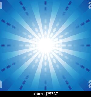 Blue dash line with start burst in ther center for abstract background concept Stock Vector