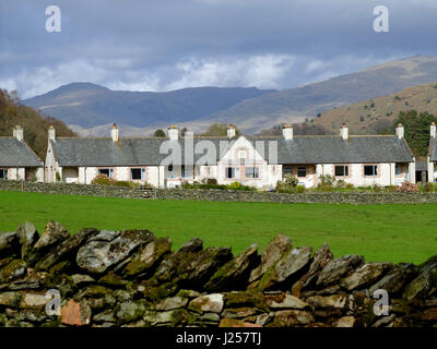 Row of rural cottages in the English lake district Stock Photo