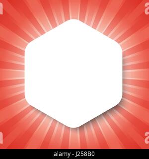 White hexagon template on red abstract background with start burst concept Stock Vector