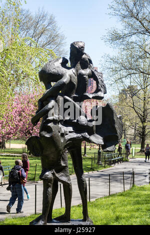 The Tempest Statue by Milton Herald at The Delacorte Theater in Central Park Depicts Prospero and Miranda, NYC, USA Stock Photo