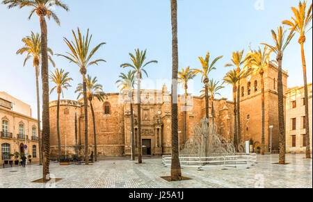 View on Almeria cathedral from Plaza de la Catedral in Almeria, Andalusia, Spain Stock Photo