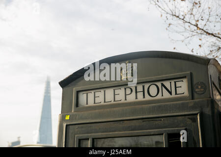 London Telephone Cabine with The Shard in the background Stock Photo