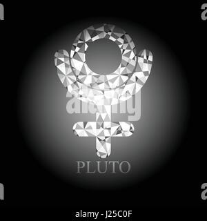 White polygonal Pluto icon astronomy sign symbol vector illustration on black background Stock Vector