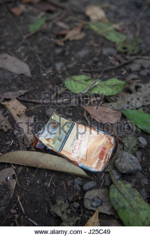 cigarette kretek in Litter on Cianjar the side road Indonesia of a the