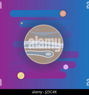 Jupiter icon - flat illustration, space elements Stock Vector