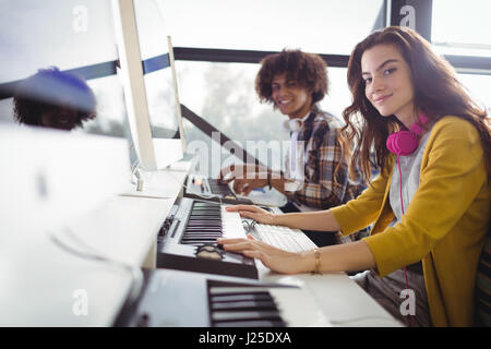 Two sound engineers working together in studio Stock Photo