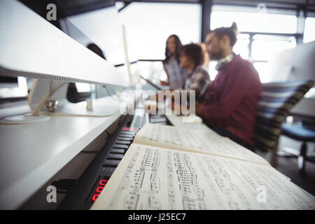Three sound engineers working together Stock Photo