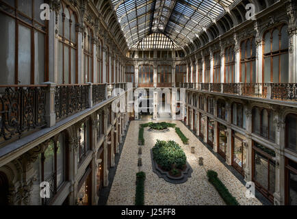 Galleria Subalpina, Torino, Turin, Italy. Designed by Pietro Carrera in 1873, built 1874, covered gallery and shopping arcade with glazed ceiling. Stock Photo