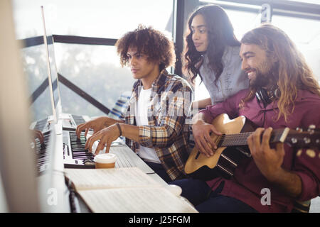 Two sound engineers working together in the studio Stock Photo