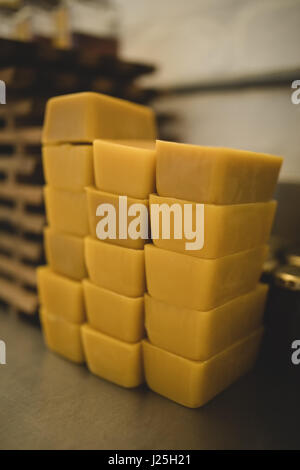 Close-up of beeswax bars in factory Stock Photo