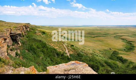 Canadian Prairie at Head-Smashed-In Buffalo Jump world heritage site in Southern Alberta, Canada Stock Photo