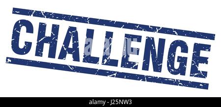 square grunge blue challenge stamp Stock Vector