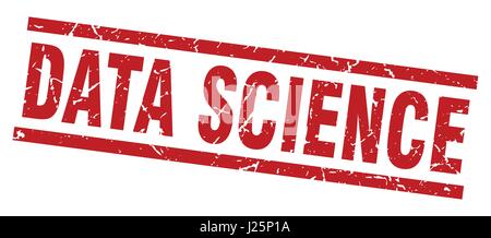 square grunge red data science stamp Stock Vector
