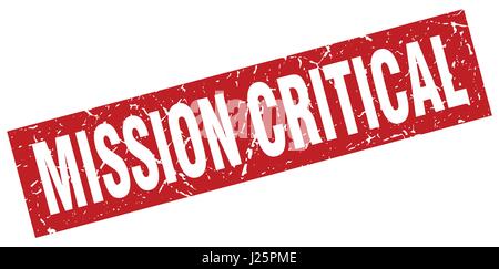 square grunge red mission critical stamp Stock Vector