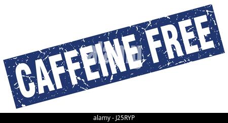 square grunge blue caffeine free stamp Stock Vector